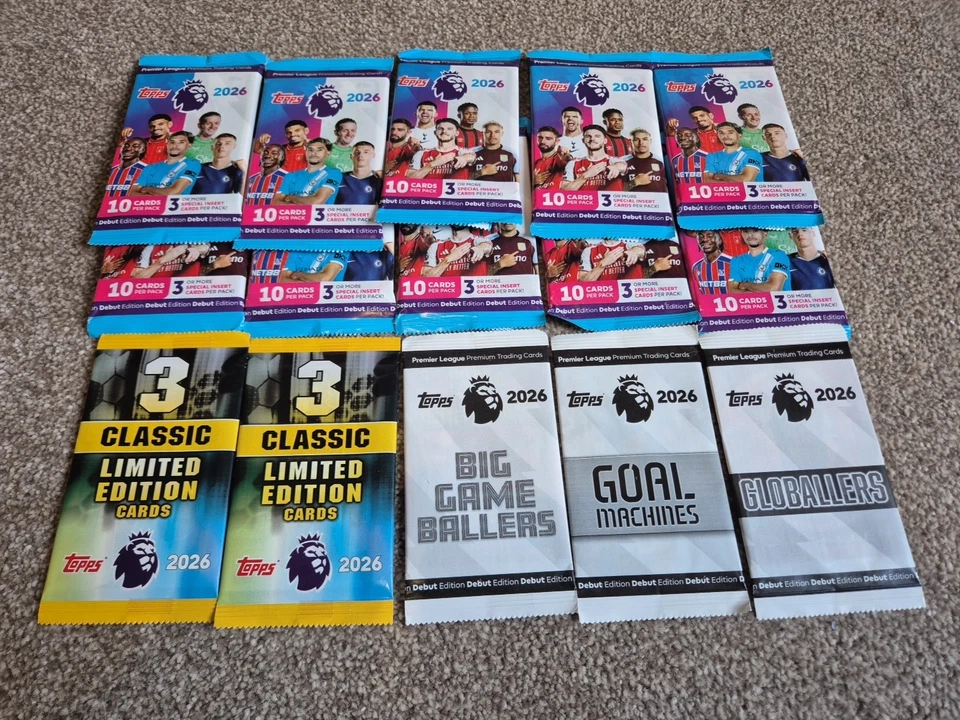 Topps Premier League 2026 10 X Unopened Packets.  2 Clasic LE. Globallers & More - Image 1 of 1