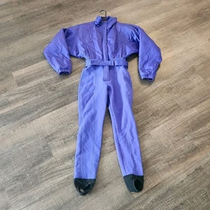 Vtg Nils Ski Snow Suit One Piece Bib Womens 8 Blue Retro Sturip Nylon Thinsulate - Picture 1 of 17