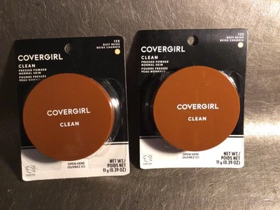 2 Covergirl Clean Pressed Powder #125 BUFF BEIGE - 2 Original TALC - Image 1 of 3