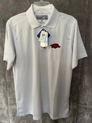 Arkansas Razorbacks Men’s Medium White Polo Shirt NWT Small Stain See Pictures - Image 1 of 4
