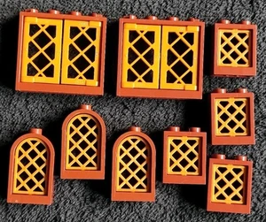 LEGO Round Lattice Windows Gold Panes Brown Pieces Bundle Lot 30044 30046 60607 - Picture 1 of 4