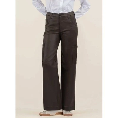 Kut From The Kloth Jodi High Rise Fab Ab Wide Leg Black Coated Utility Jean Sz12 - Image 1 of 4