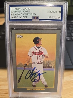 2020 Topps Turkey Red Chipper Jones PSA 10 Auto Atlanta Braves - Image 1 of 2