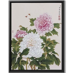 Chinese Floral Peony Canvas Print Framed Wall Art Japanese Artwork Vintage Decor - Picture 1 of 9