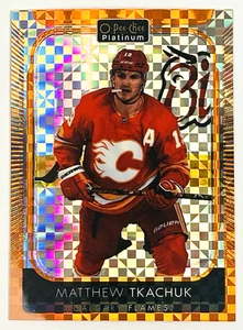 2022-23 OPC O-Pee Chee Platinum Matthew Tkachuk Orange Checkers SP/25 - Imagen 1 de 2