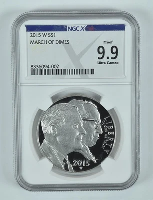 2015-W March of Dimes Commemorative Silver Dollar Proof 9.9 UCAM NGC X *9107 - Image 1 of 4
