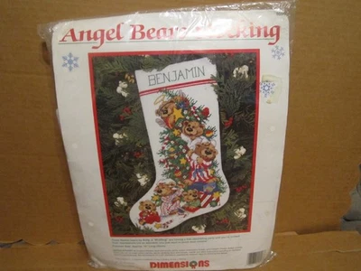 Dimensions "Angel Bears" Stocking Needlepoint Kit #9096 Amy Wulfing 1994 USA NIP - Image 1 of 4