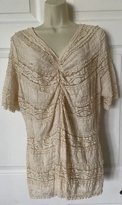 Karen Kane Women’s Plus Ivory Lace Embroidered Boho Victorian Blouse Top Sz 3X - Image 1 of 4