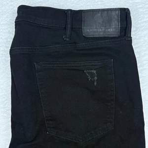 American Eagle Mens AIRFLEX Black Distressed Athletic Skinny Jeans 38x30 *READ - Picture 1 of 12