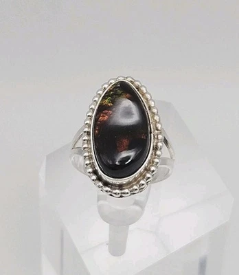 Sterling Silver Vintage Native Handmade Fire Agate Ring Size 6.5 - Image 1 of 4