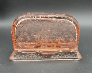 Antique Vintage Shari Langlois Art Deco Pink Depression Glass Make Up Compact - Picture 1 of 15