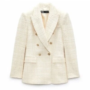 ZARA Tweed Blazer Strukturgewebe Zweireiher Goldknopf Jacke Gr.XS Neu mit Etikett - Bild 1 von 12