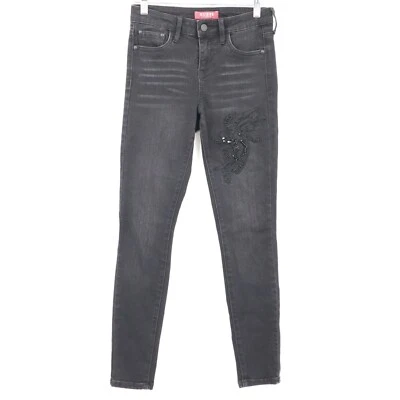 Guess украшенные узкие джинсы женщин 25 черный Y2K штапель повседневный классический винтажный - Изображение 1 из 4