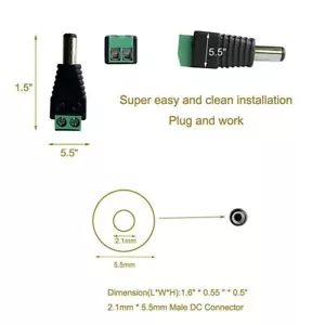 10Pcs DC Power Male Female Jack 2.1 x 5.5mm Plug Adapter Connector for CCTV LED - Picture 1 of 6