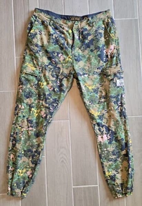 Akoo Co Mustage Bleached Camo Jogger Pants All Over Print Size 38 Army Ripstop  - Picture 1 of 12