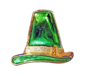 Broche Vacaciones Irlandés Beatrix PIN San Patricio Vintage SOMBRERO Esmalte Ámbar Estrás - Imagen 1 de 4