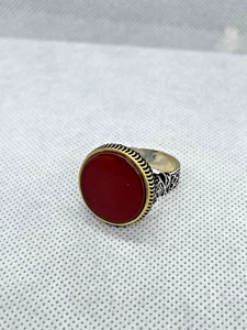 Handgefertigter Onyx Luxus Stein Ring Silber 925 Sterling rot für Herren Größe 11 US - Bild 1 von 8