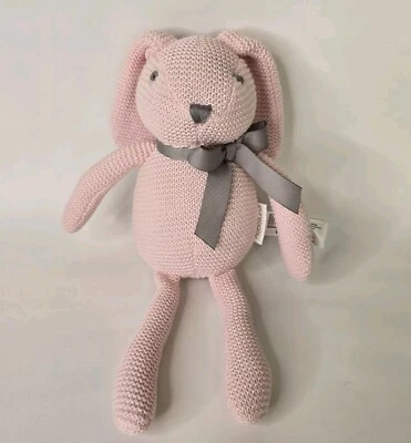 Purebaby - Pure Baby Bunny Rabbit Pink Plush Soft Toy Lovey Knit Cotton 28cm - image 1 of 4