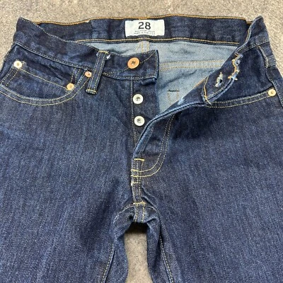 Pantalones de mezclilla Tellason Stock para hombre 28x34 azul recto calce ajustado? Botón lavado oscuro mosca EE. UU. Foto 1 de 4