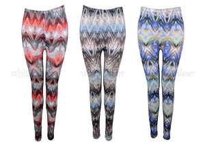 Women's Skinny Wave Tear Texture Tie Dye Diamond Leggings Stretchy Jeggings - Picture 1 of 4