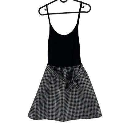 Killah Houndstooth Negro sin Mangas Cuello Redondo Vestido Acampanado Talla L - Imagen 1 de 4