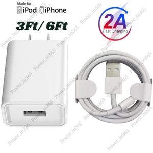 USB Fast Wall Charger Block Power Adapter Cable For iPhone 14/13/12/11/XR/8/7/6 - Picture 1 of 12