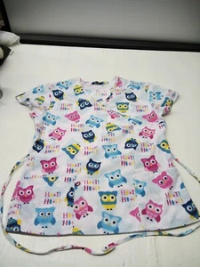 Women's Owl Print Scrub Top by Zikit, Size Small Short Sleeve - Picture 1 of 5