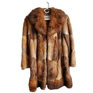 Vintage Opossum Fur Coat Womens S/M Brown Hopper Furs Knee Length  - Picture 1 of 16