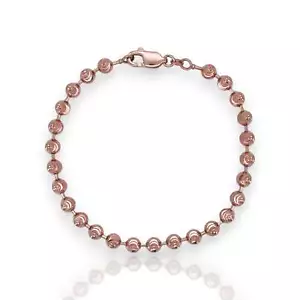Bead Ball Moon Cut Link Bracelet - 14K Rose Gold - Solid - Picture 1 of 6