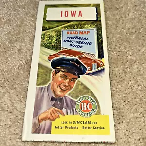 Hoja de ruta vintage de los años 40 Sinclair HC Gasolines Iowa - Imagen 1 de 11