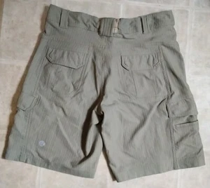Mens Lululemon Olive Pinstripe Cargo Shorts Size 34 Comic Strip Waistband U8 - Picture 1 of 9
