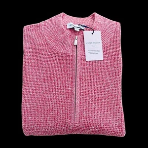 Peter Millar Crown Twisted Knit Merino Wool Quarter Zip Sweater XL $250 Lychee - Picture 1 of 9