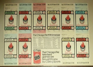 Sports Memorabilia CHICAGO FIRE Football Team Season TICKETS Carling BEER 1974 - Picture 1 of 2