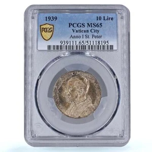 Italy Vatican 10 lire Pope Pius XII Madonna Jesus MS65 PCGS silver coin 1939 - Picture 1 of 4
