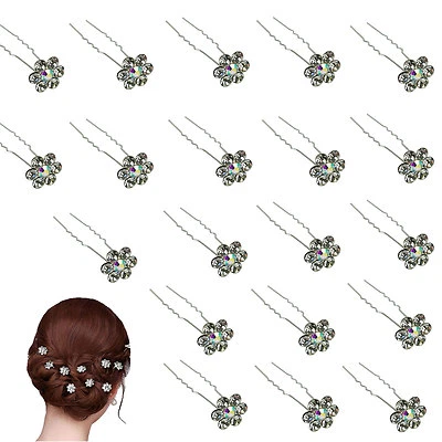 20 Piezas Pinzas para el Cabello Boda Novia AB Cristal Flor Margarita Estrás Hágalo Usted Mismo Foto 1 de 4