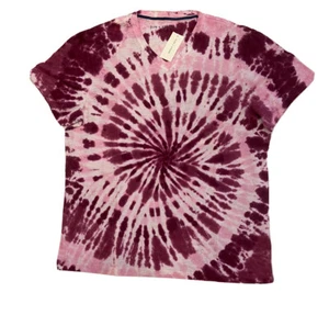 Sun + Stone Men’s V-Neck Purple Tie-Dye T-Shirt Large - Picture 1 of 1