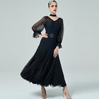 Latin Ballroom Dance Dress Modern Salsa Waltz Standard Long Dress#Q157 2 Colors