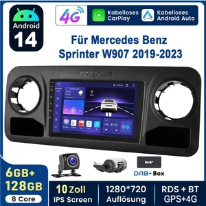 6+128G Carplay Für Benz Sprinter W907 2019-2023 10" Android 14 Autoradio GPS DAB - Bild 1 von 14