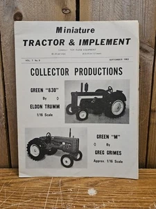 Revista miniatura tractor e implemento septiembre 1983 Collector Productions verde 830 - Imagen 1 de 4