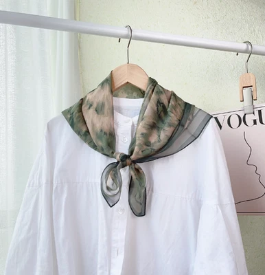 Grass Print 100% Silk Mulberry Shawl Bandanna Scarf Neckerchief 65X65cm wrap new - Image 1 of 4