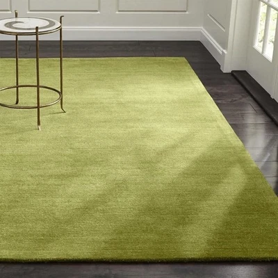 5x8 Handmade Green Wool Area Rug Solid Modern Hand Tufted Carpet for Living Room - Image 1 of 4