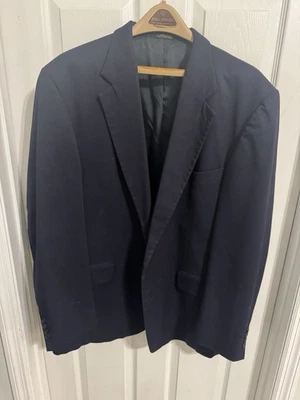 L.L. Bean 44T Navy Blue Cotton 2-Button Sport Coat Blazer Jacket - Image 1 of 4