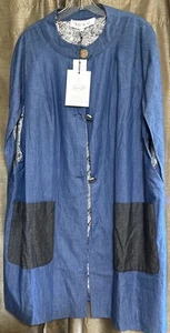 Buru Women's (M) Blue Cape Coat Outerwear Button Closure Lined Pockets(B-XC) - Picture 1 of 7