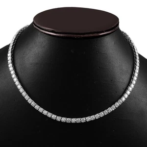 11 Ct 3mm Lab Grown Diamond Tennis Necklace 16" F VS 14K White Gold Plated Gift - Picture 1 of 4
