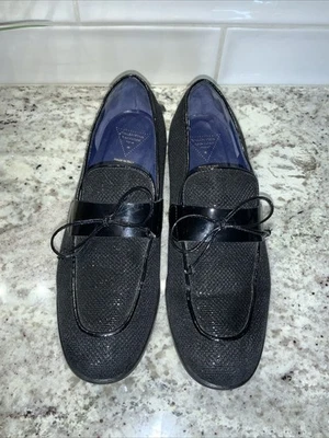 RANGONI Firenze BLACK Slip On Loafers Block Heel Shoes 7 1/2 Made in Italy - Image 1 of 4