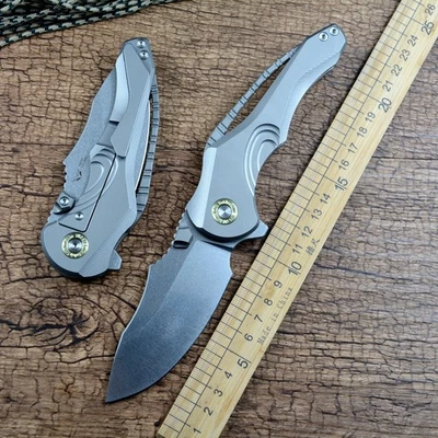 TWOSUN TS605 Outdoor Folding Knife 14C28N Blade Titanium Handle Frame Lock - Image 1 of 4