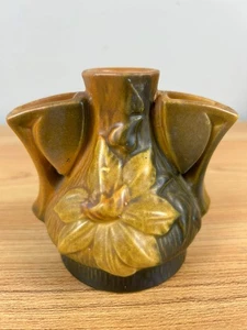 ROSEVILLE POTTERY c. 1944 #50 Clematis Pattern Flower Frog - Picture 1 of 7