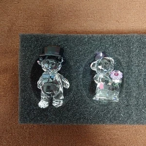 【Scatola】SWAROVSKI Kris Orso Tu e Io Statuina Cristallo Coppia Matrimonio Chip Minore - Foto 1 di 10