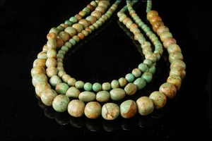 VINTAGE 3 STRÄNGE GRÜN KINGMAN TÜRKIS PERLEN HEISHI STERLING HALSKETTE - Bild 1 von 1