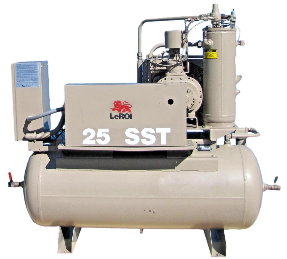 Compresor de aire de tornillo rotativo LeRoi 25 HP con tanque de aire de 120 galones 460V trifásico Foto 1 de 4